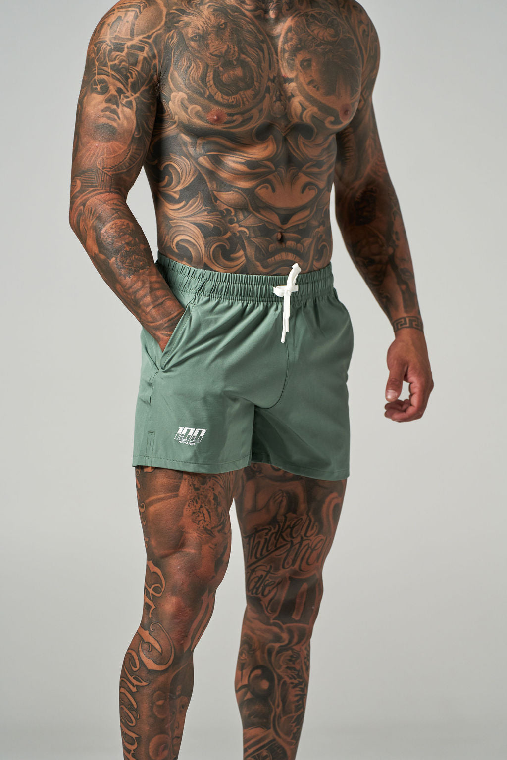 100 shorts - sage green